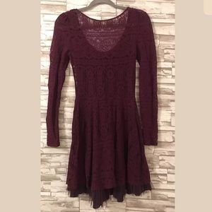 FREE PEOPLE Floral Burnout Puff Sleeve Dress-small